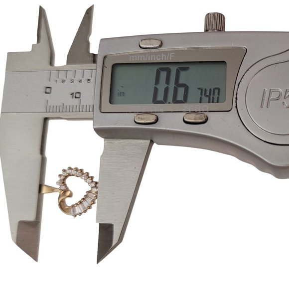 10K Yellow Gold Clear Cubic Zirconia Heart Pendant K847 - Picture 7 of 9